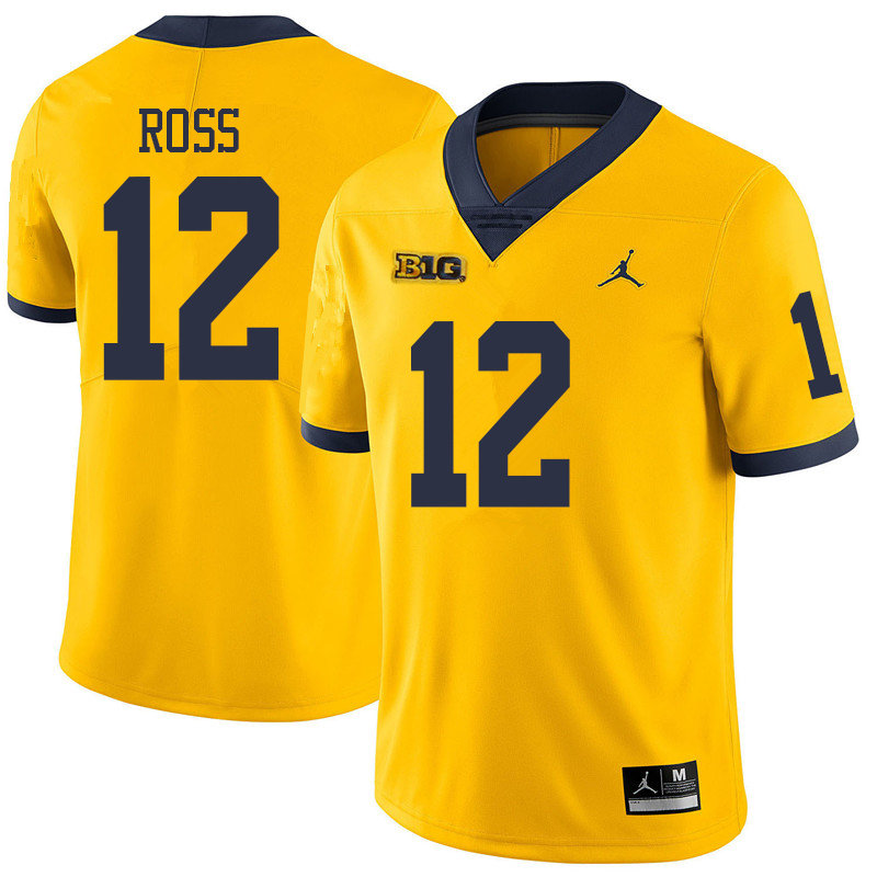 Jordan Brand Men #12 Josh Ross Michigan Wolverines College Football Jerseys Sale-Yellow - Click Image to Close